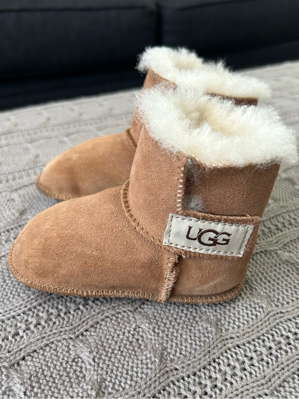 UGG Erin Chestnut Suede Baby Sheepskin Booties